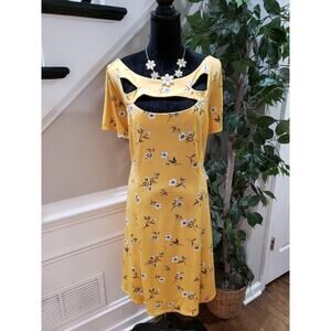 Danillo Boutique Womens Yellow Round Neck Short Sleeve Knee Length Dress Size 3X